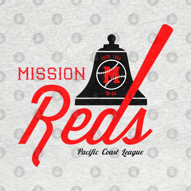 Retro Mission Reds Baseball by LocalZonly